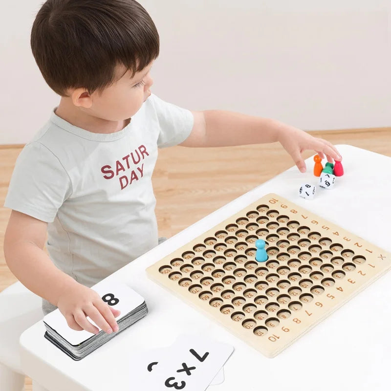 99 Wooden Multiplication Board - Montessori Math Learning Toy for Kids