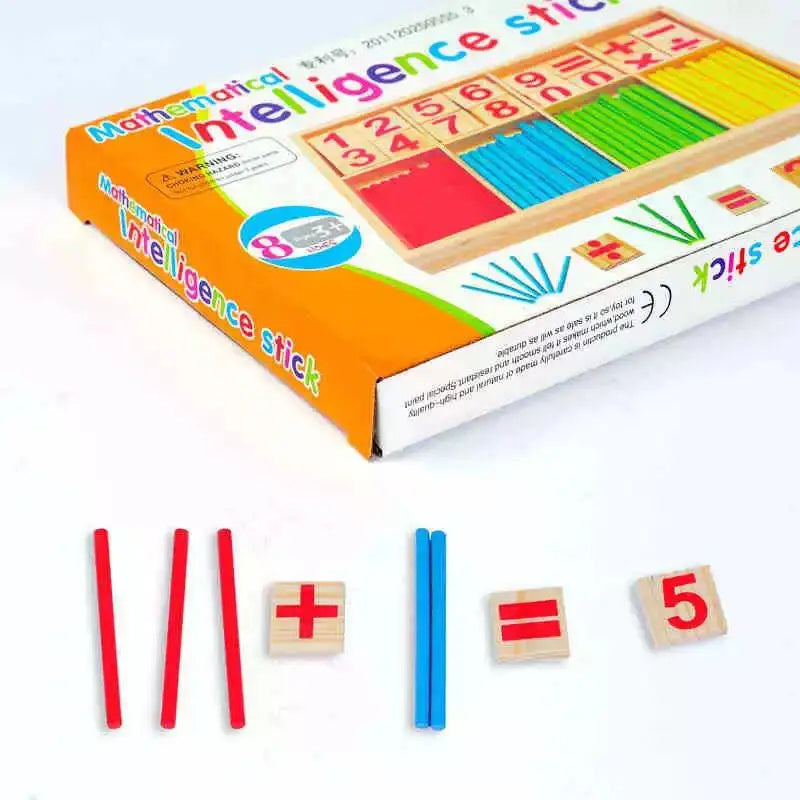 Montessori Wooden Math Learning Box – Counting Sticks for Kids