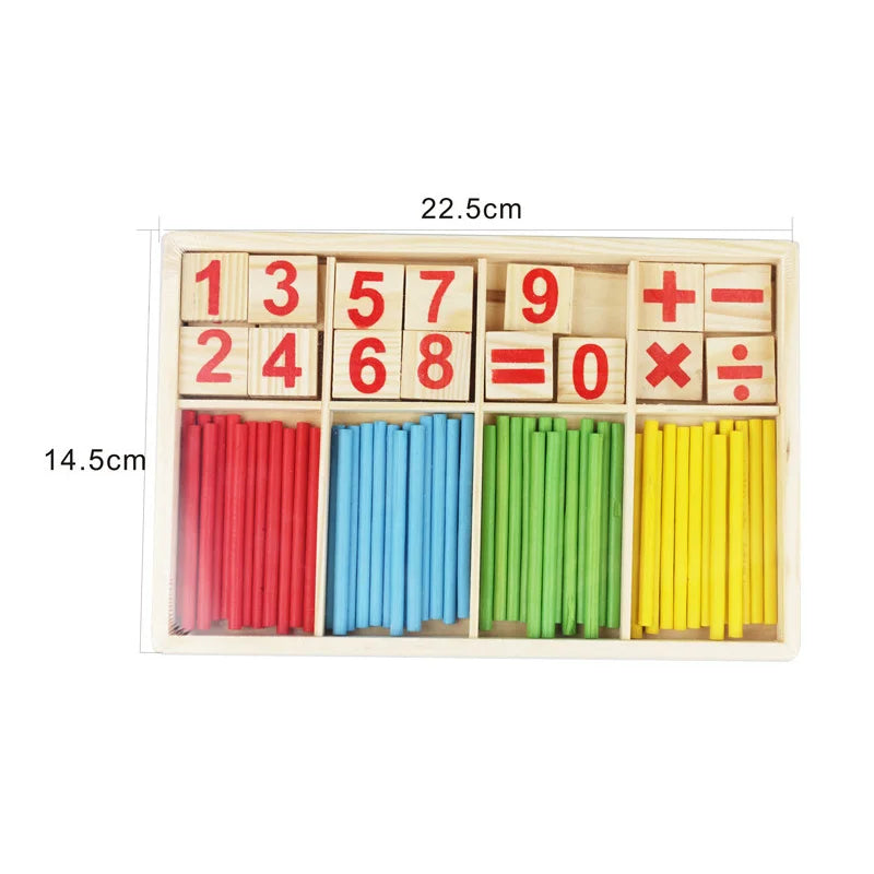 Montessori Wooden Math Learning Box – Counting Sticks for Kids