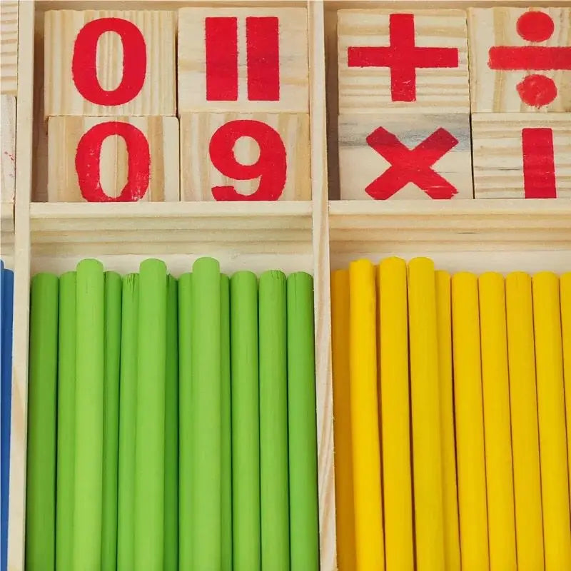 Montessori Wooden Math Learning Box – Counting Sticks for Kids